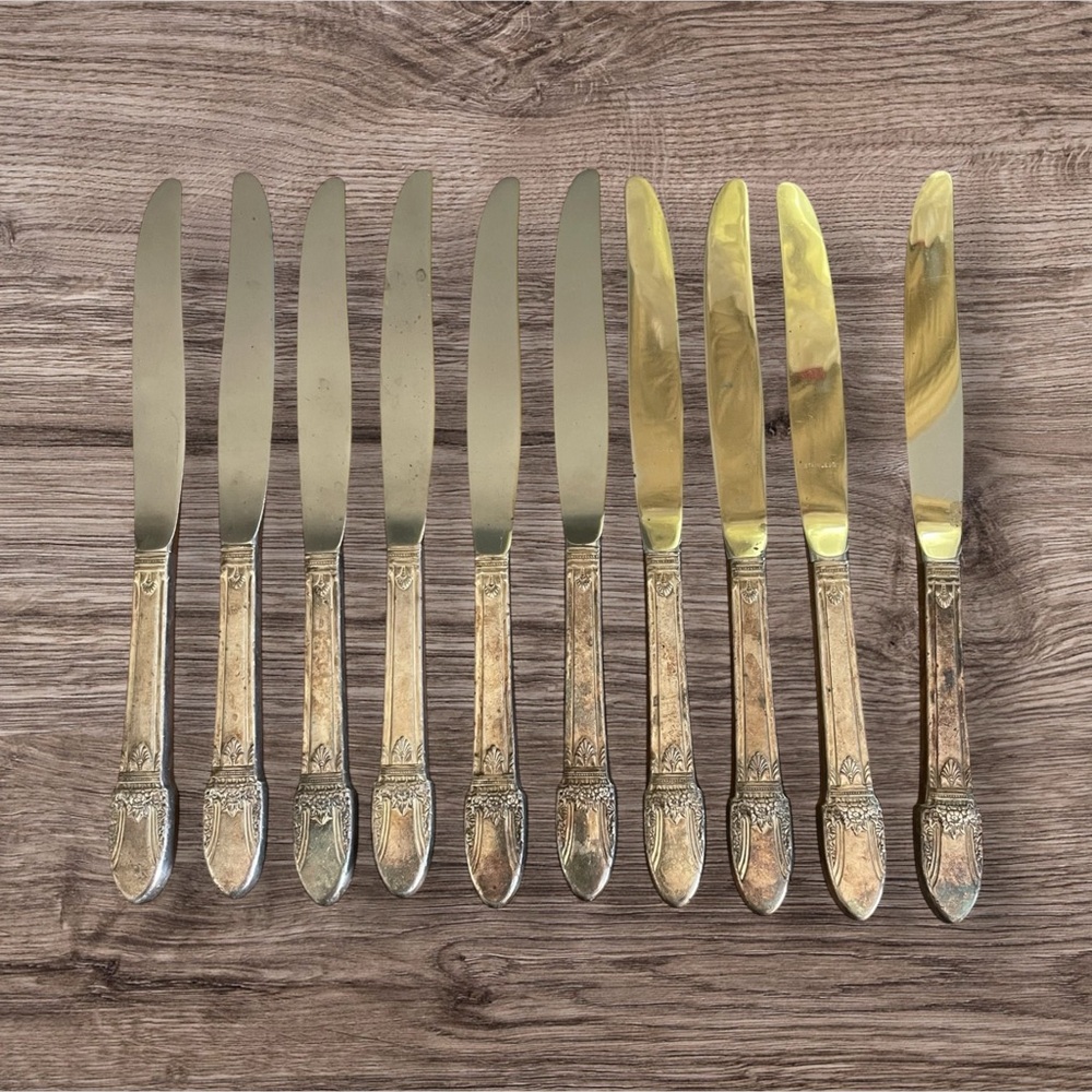10 Modern Hollow Dinner Knife IS International Roger First Love 1937 Silverplate
